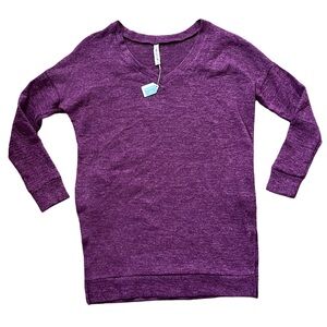 Zenana Outfitters Sweater Tunic Purple Side Pockets Long Sleeve NWT